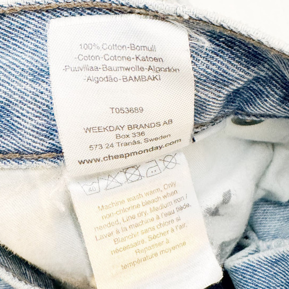 Cheap Monday Thrift Jean Straight Up Denim Light Wash Size - Picture 5 of 8